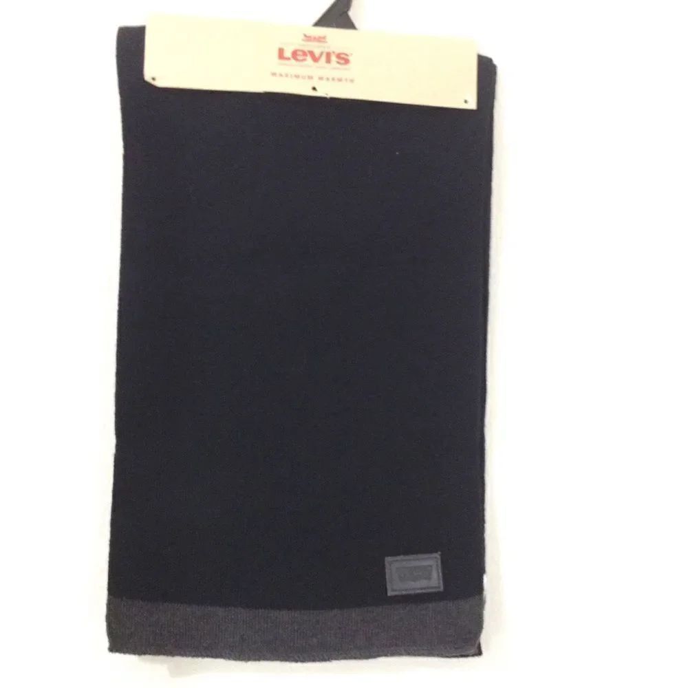Levi's Neck Scarf Gray And Black Wool Blend